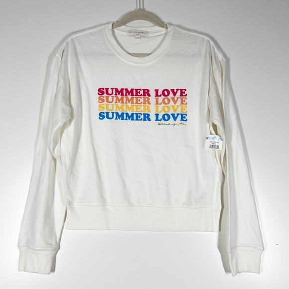 Spiritual Gangster Summer Love Graphic Sweater Women's White Pullover Medium NEW - Picture 2 of 9